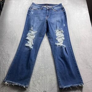 Judy Blue Dad Jean Womens 16W Distressed Medium Wash Straight Leg JB82605MD-PL